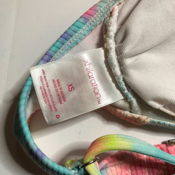 Xhilaration Rainbow Tie-Dye Ribbed Bikini Top Removable Cups XS - Picture 3 of 4